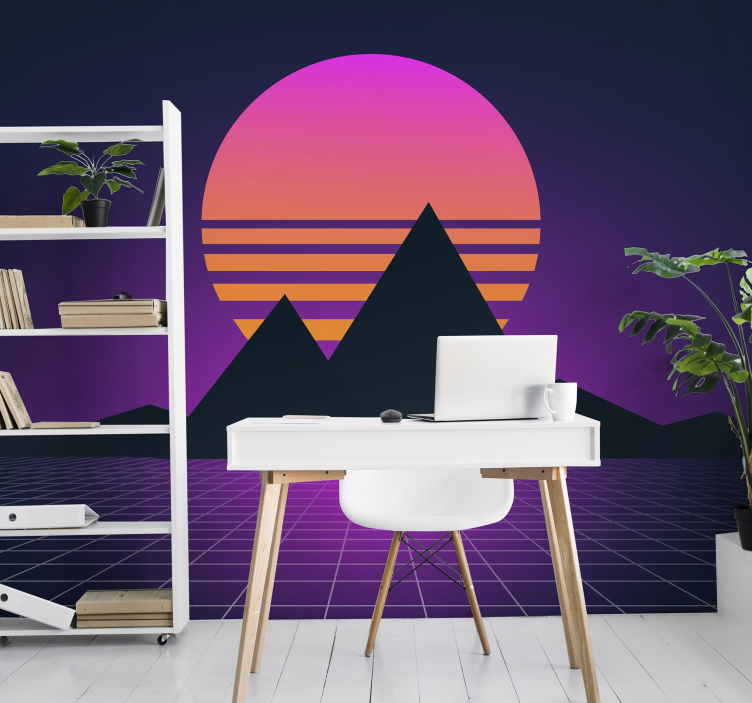 Papier peint 3d scène de coucher de soleil géométrique - TenStickers