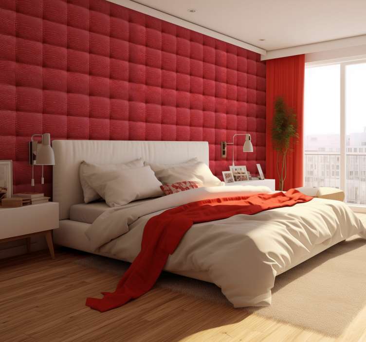 Tapisserie chambre effet rembourrage cuir - TenStickers