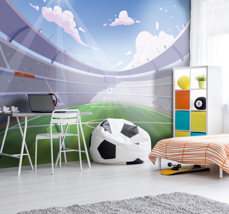 Tapisserie murale enfant terrain de football - TenStickers