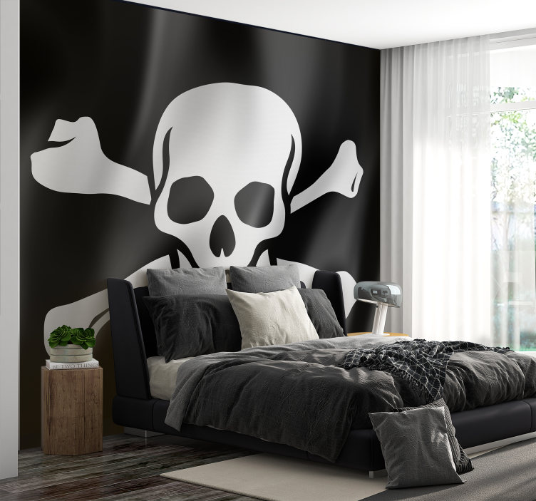 Tapisserie murale salon drapeau pirate - TenStickers