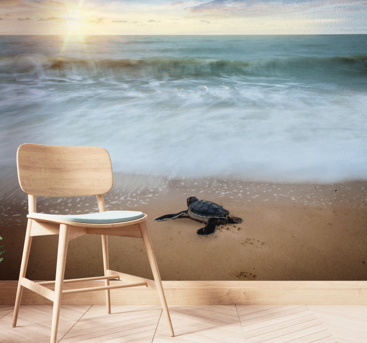 Tapisserie murale animaux tortue sur la côte - TenStickers