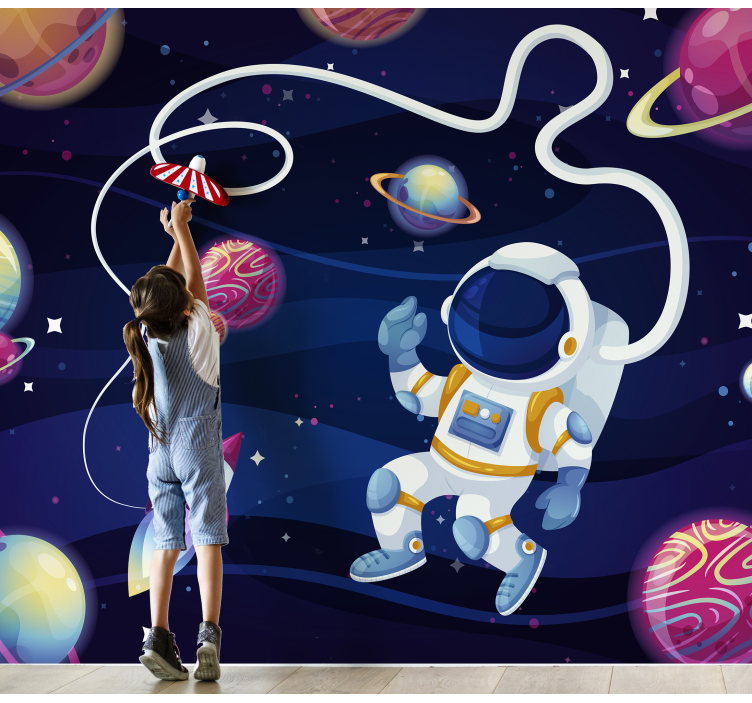 Papier peint enfant astronaute dans l'espace - TenStickers