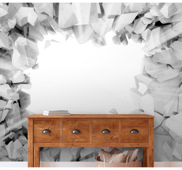 Tapisserie 3d texture de béton brisé - TenStickers