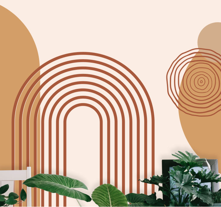 Tapisserie abstraite lignes courbes géométriques - TenStickers