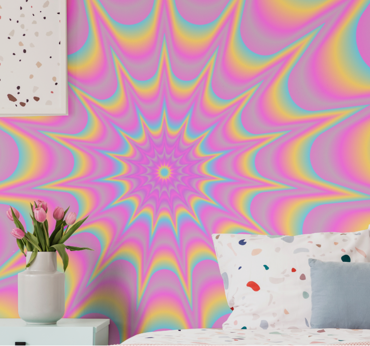 Tapisserie abstraite motif hypnotique rayonnant - TenStickers