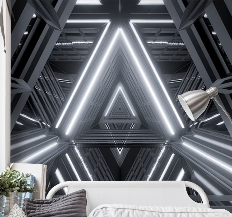 Tapisserie abstraite motif lumineux triangulaire - TenStickers