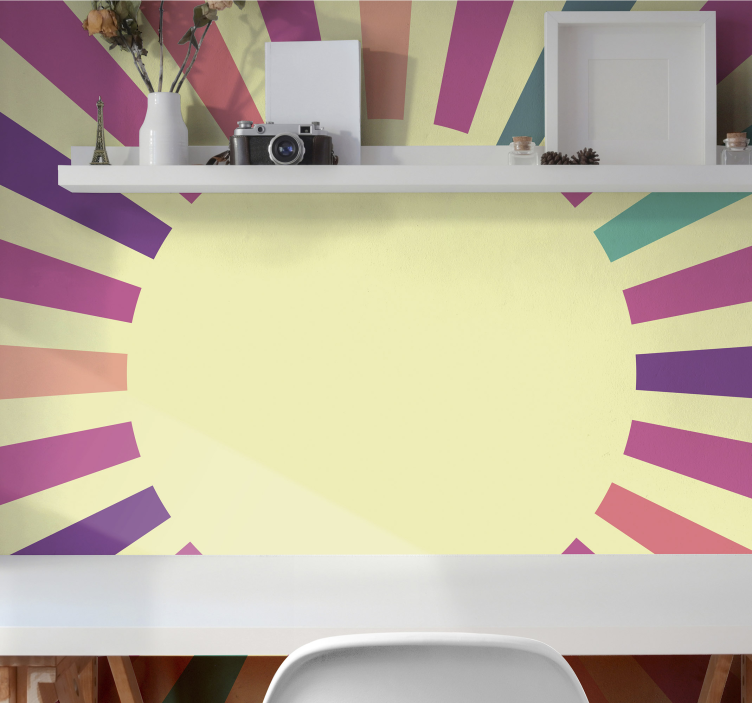 Tapisserie abstraite motif rayonnant de soleil - TenStickers