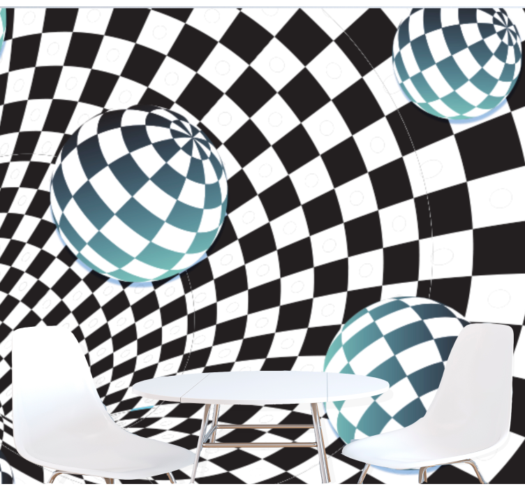 Tapisserie abstraite motif sphères illusoires - TenStickers