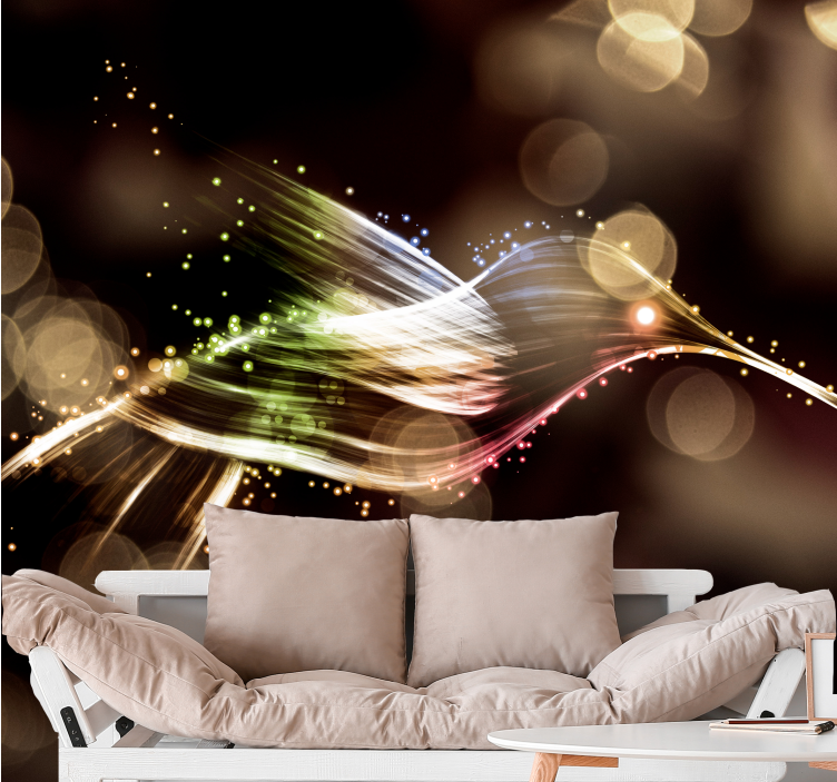 Tapisserie abstraite ondes lumineuses dynamiques - TenStickers