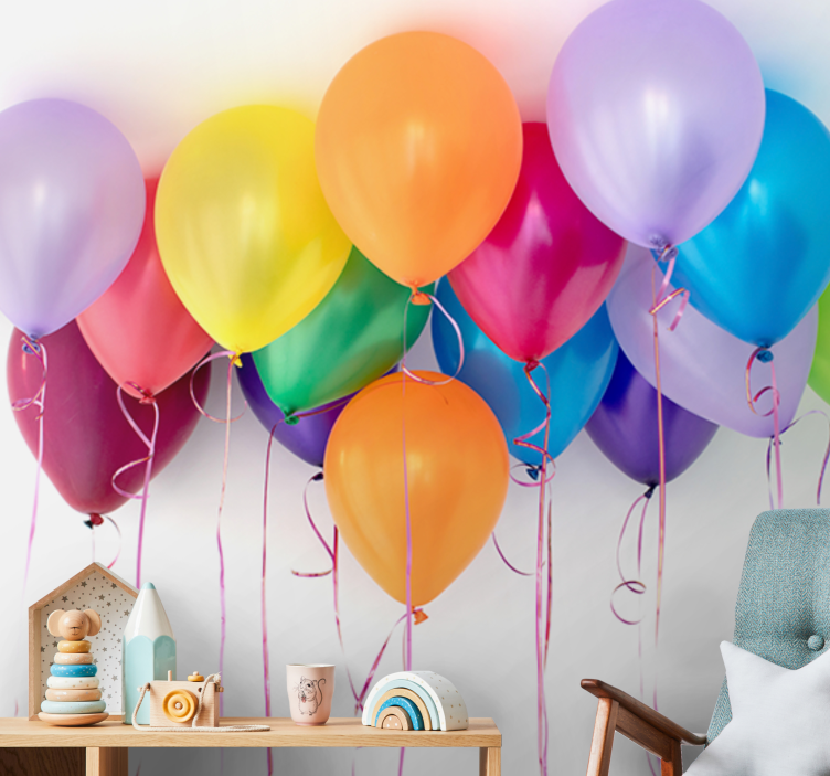 Tapisserie amour ballons de fête colorés - TenStickers