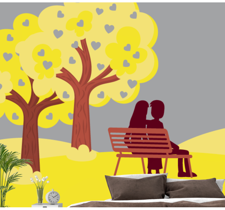 Tapisserie amour silhouette de couple romantique - TenStickers