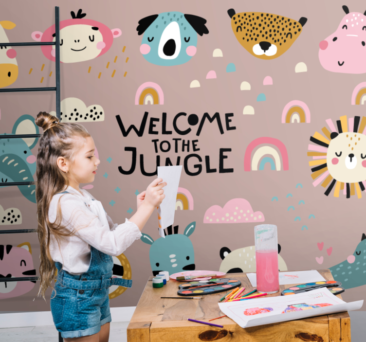 Tapisserie animaux adorables de la jungle - TenStickers