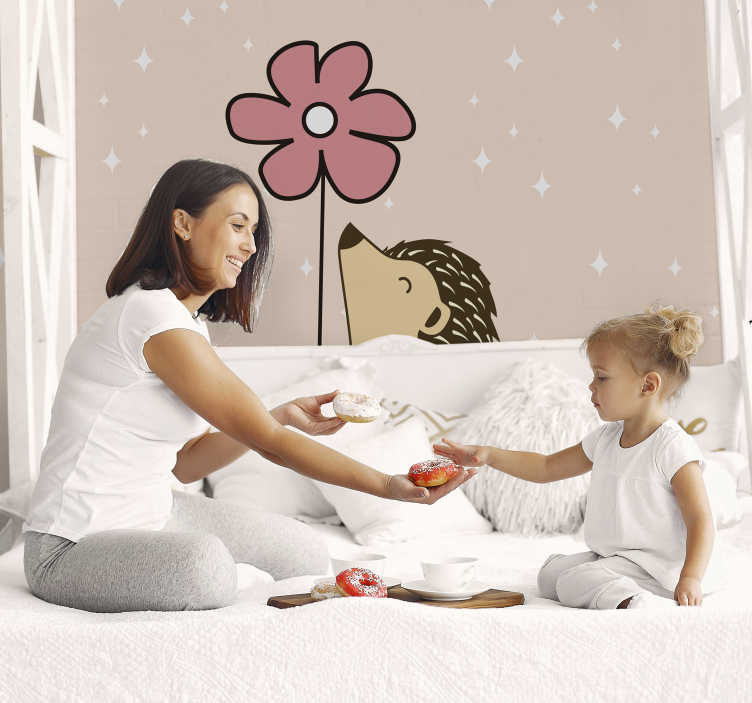 Tapisserie animaux hérisson et fleur - TenStickers