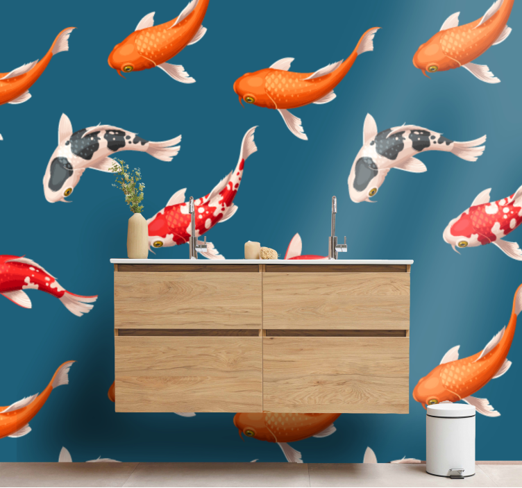 Tapisserie animaux poissons koi colorés - TenStickers