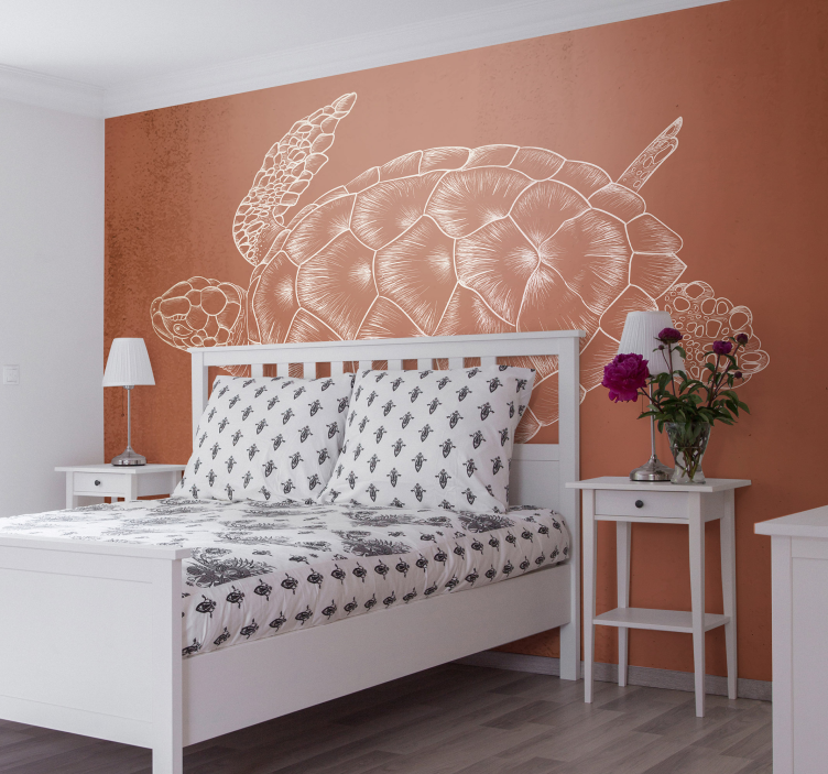 Tapisserie animaux tortue de mer illustration - TenStickers