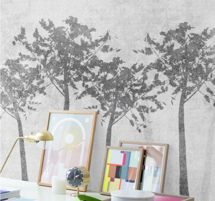 Tapisserie arbre arrangement de silhouettes d'arbres - TenStickers