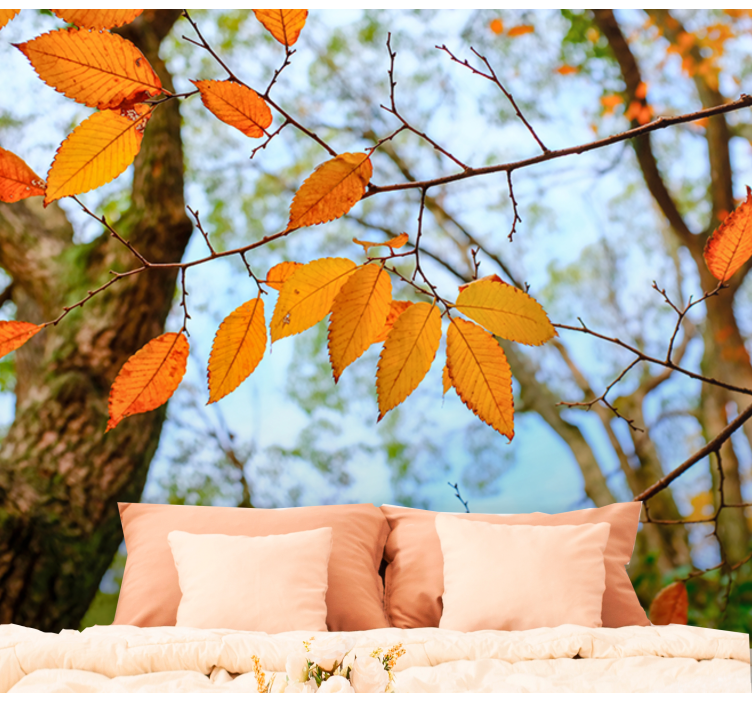 Tapisserie arbre branche de feuilles d'automne - TenStickers