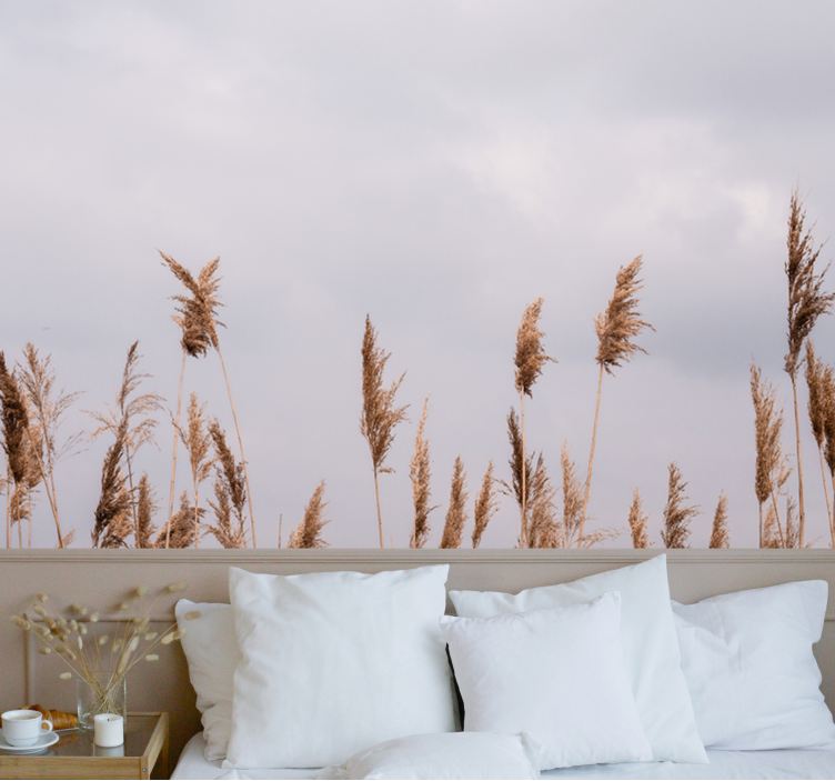 Tapisserie arbre silhouettes d'herbes hautes - TenStickers