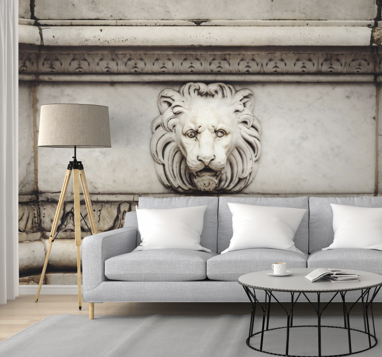 Tapisserie art classique relief de lion sculpté - TenStickers