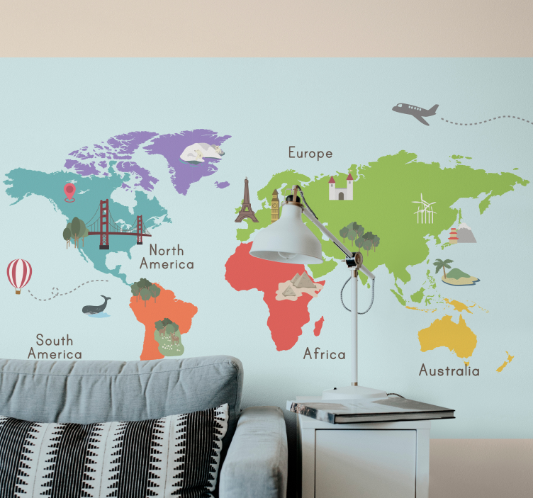 Tapisserie carte du monde illustration - TenStickers