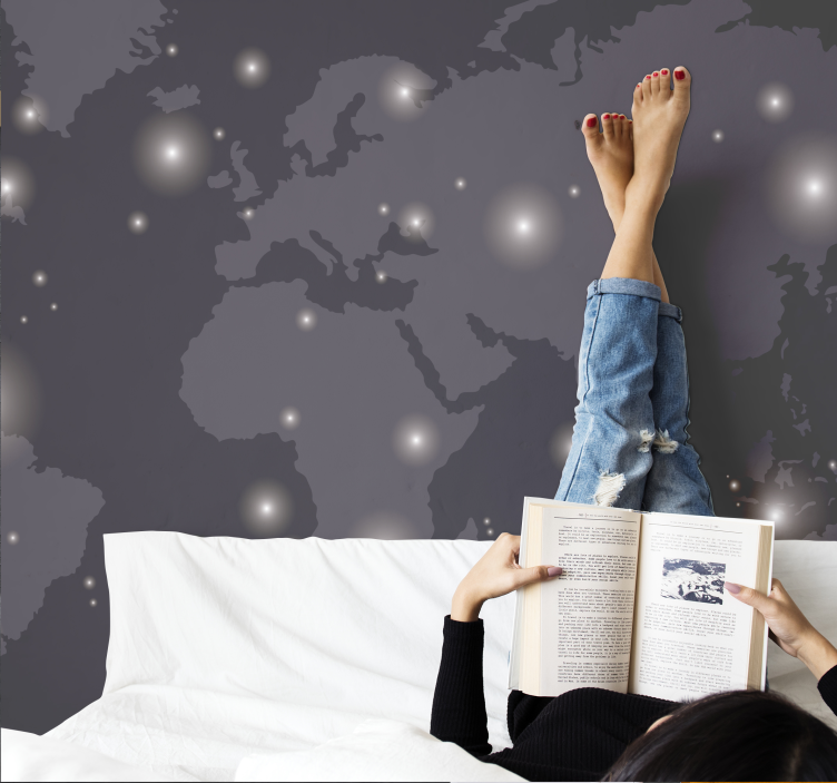 Tapisserie carte du monde planisphère céleste - TenStickers