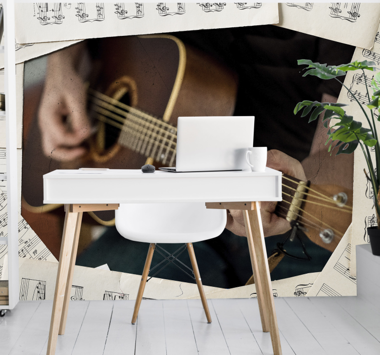 Tapisserie chambre ado guitare et partitions - TenStickers