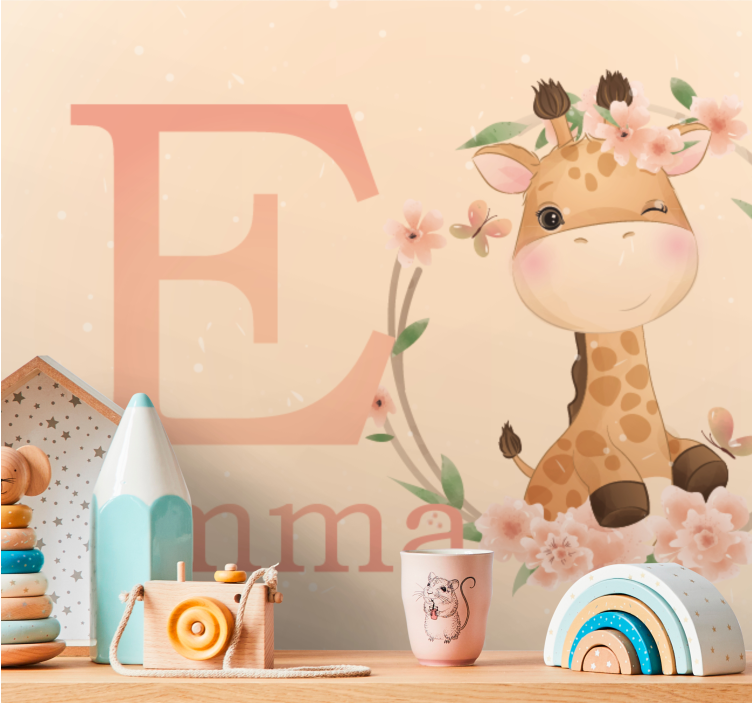 Tapisserie chambre enfant design girafe mignonne - TenStickers