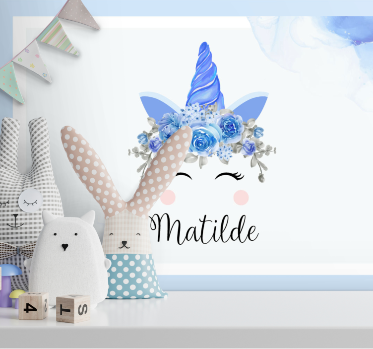 Tapisserie chambre enfant illustration licorne adorable - TenStickers