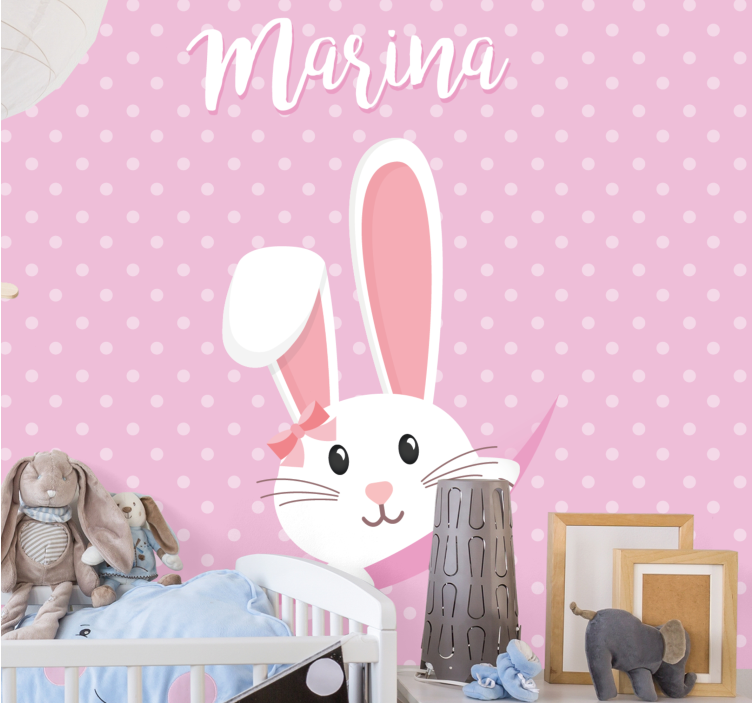 Tapisserie chambre enfant lapin avec nœud - TenStickers