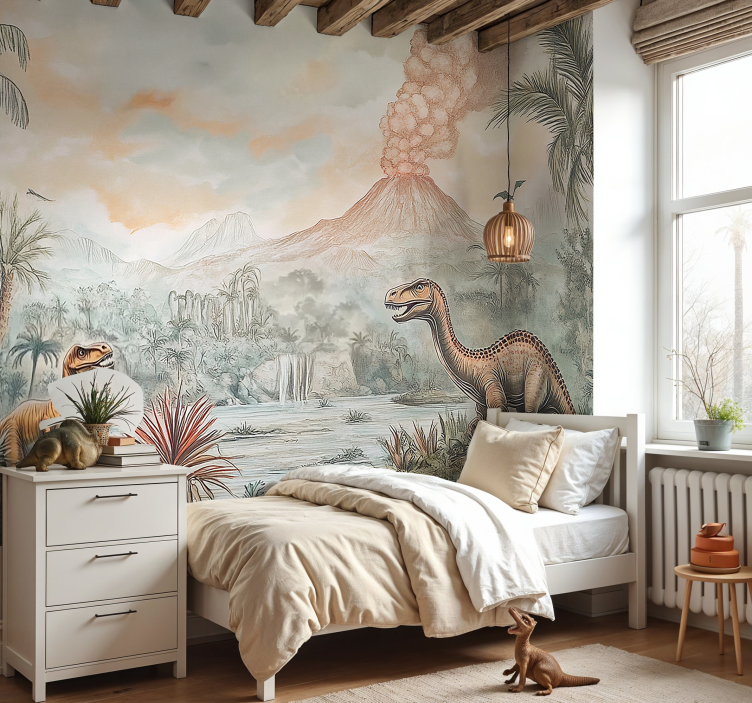 Tapisserie chambre enfant paysage jurassique - TenStickers