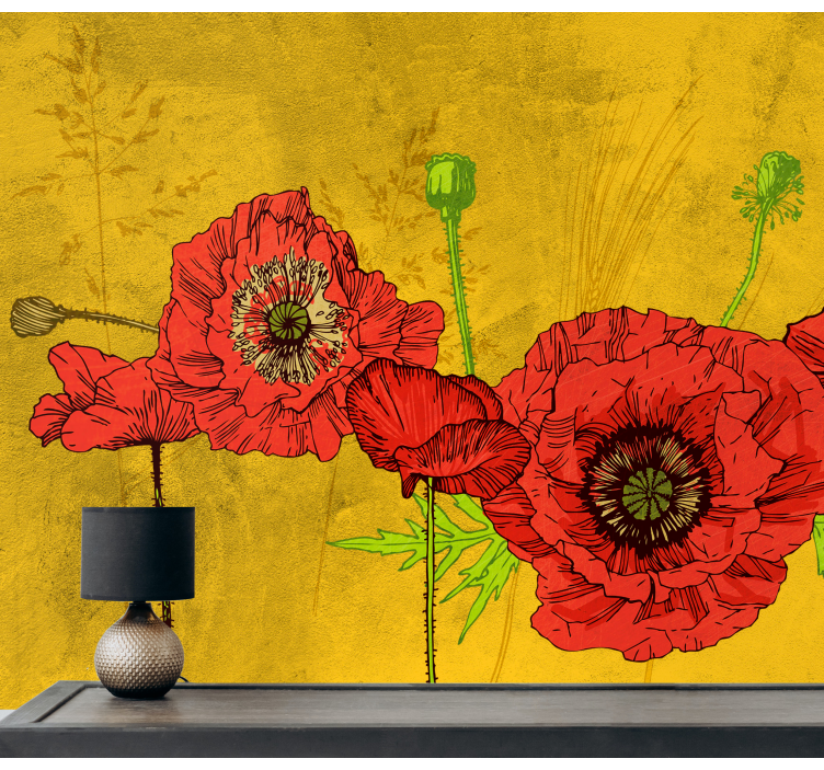 Tapisserie coquelicots arrangement floral coquelicot - TenStickers
