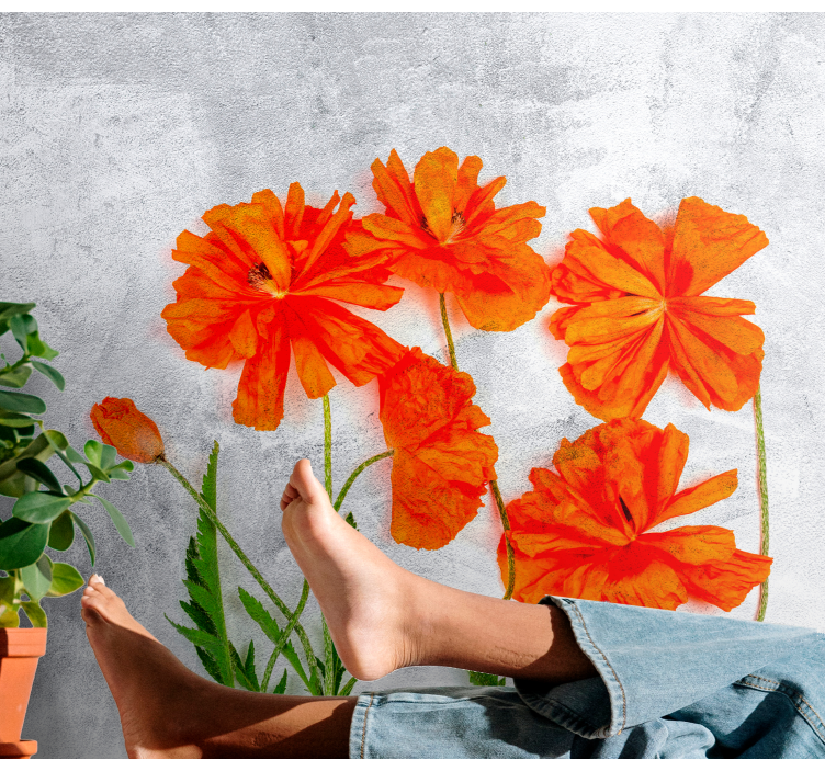 Tapisserie coquelicots fleurs orange - TenStickers