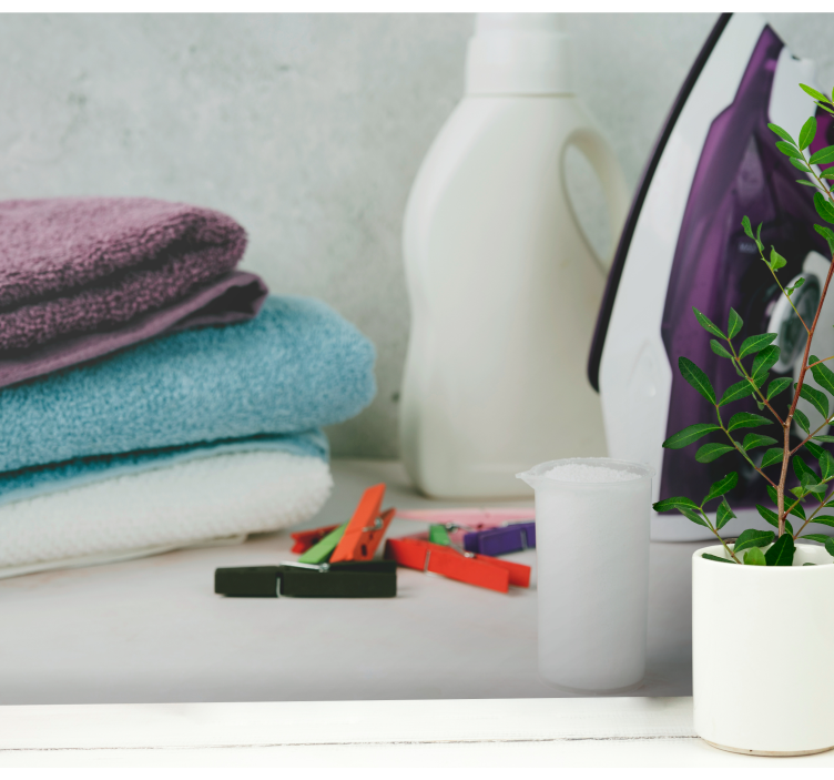 Tapisserie cuisine affichage essentiels de buanderie - TenStickers