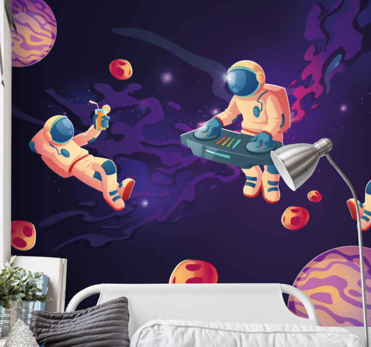 Tapisserie espace astronautes dans l'espace - TenStickers