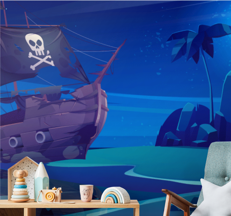 Tapisserie fantaisie aventure en bateau pirate - TenStickers