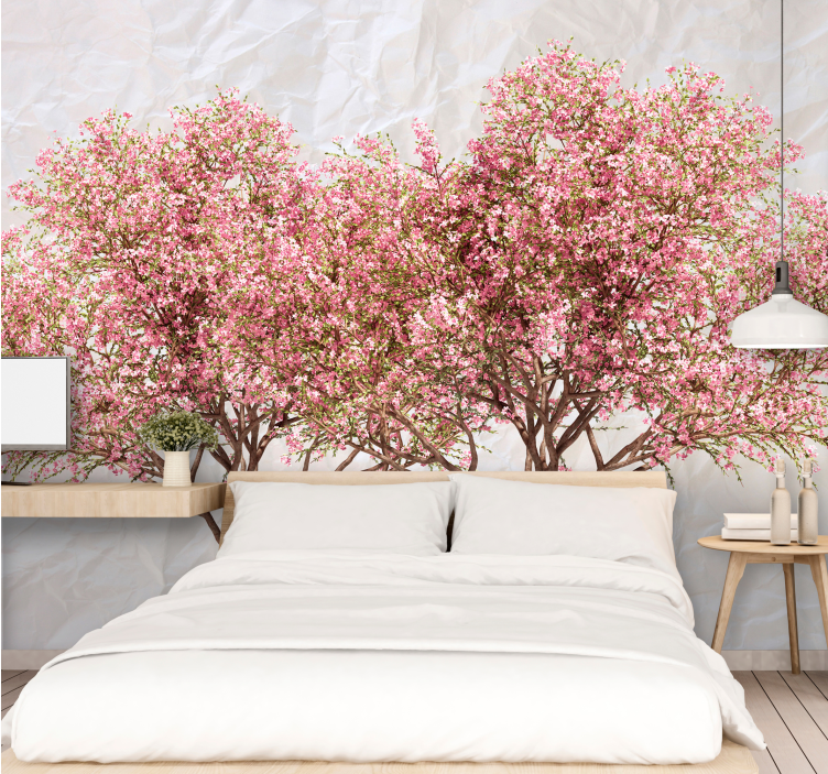 Tapisserie fleur arbres roses en fleurs - TenStickers