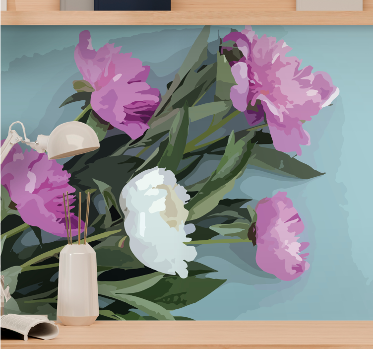 Tapisserie fleur arrangement de fleurs de pivoine - TenStickers