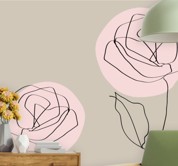 Tapisserie fleur art lin roses - TenStickers