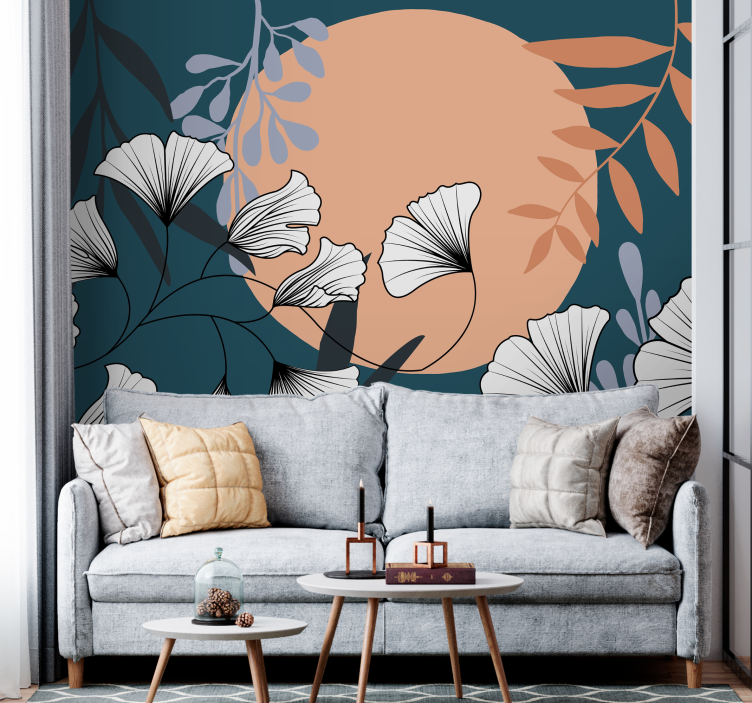 Tapisserie fleur composition botanique florale - TenStickers