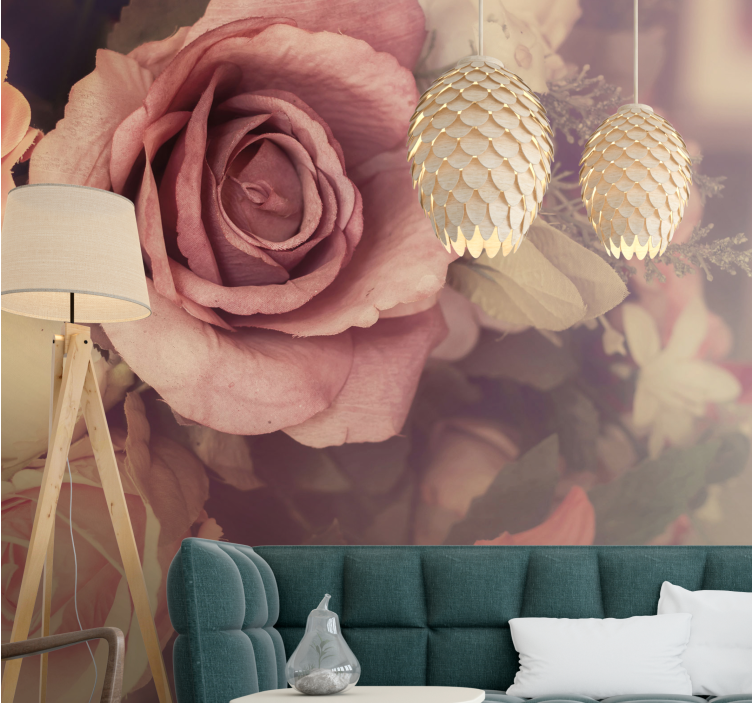 Tapisserie fleur composition de roses - TenStickers