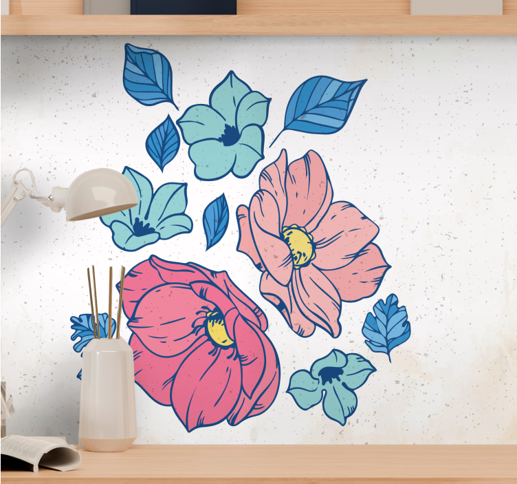 Tapisserie fleur composition florale en rose - TenStickers