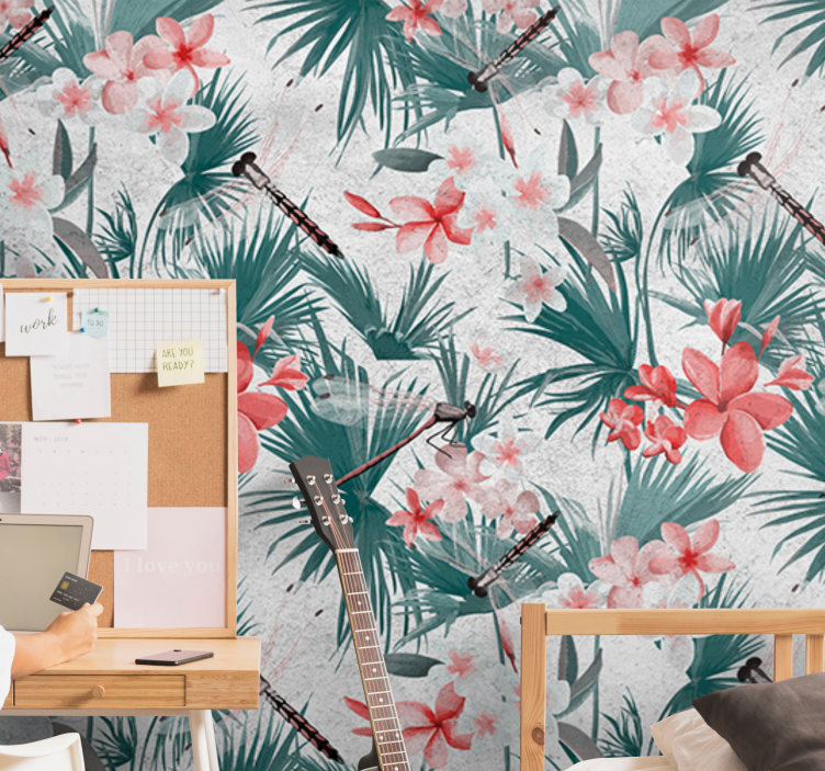 Tapisserie fleur design floral tropical - TenStickers