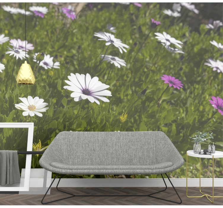 Tapisserie fleur marguerites et verts - TenStickers