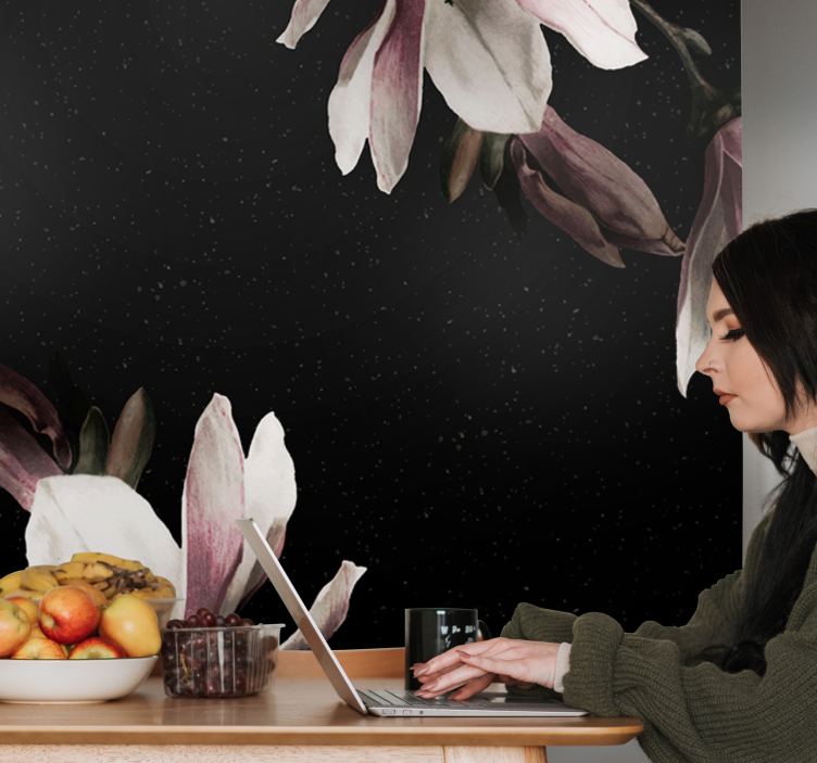Tapisserie fleur motif floral magnolia - TenStickers