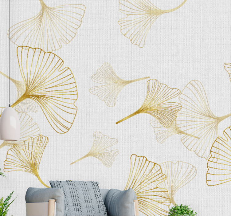 Tapisserie fleur motifs de feuilles de ginkgo - TenStickers