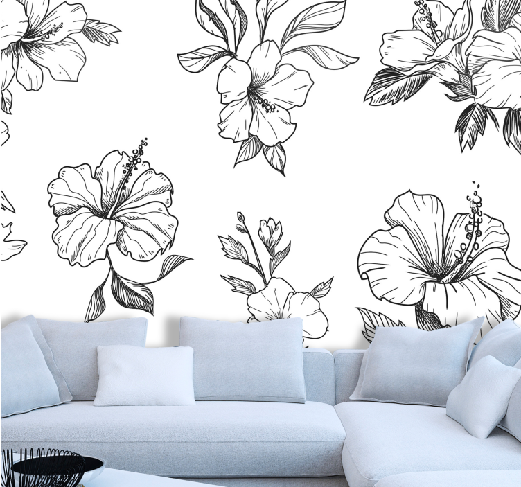 Tapisserie fleur motifs floraux d'hibiscus - TenStickers