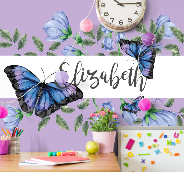 Tapisserie fleur papillons et fleurs - TenStickers