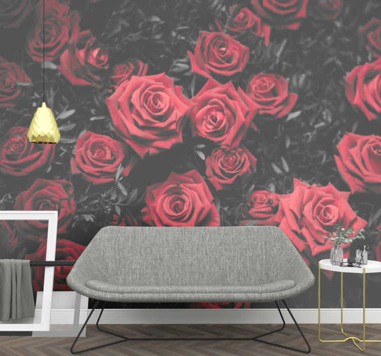Tapisserie fleur rose rouge - TenStickers