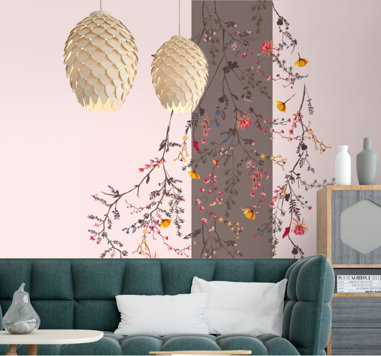 Tapisserie fleur silhouette de branche florale - TenStickers