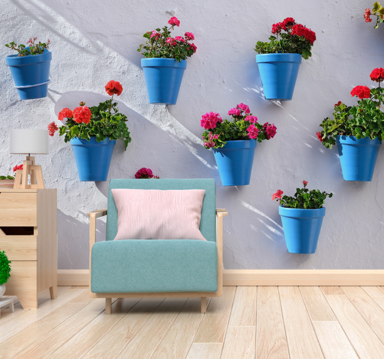 Tapisserie fleur pots suspendus floraux - TenStickers